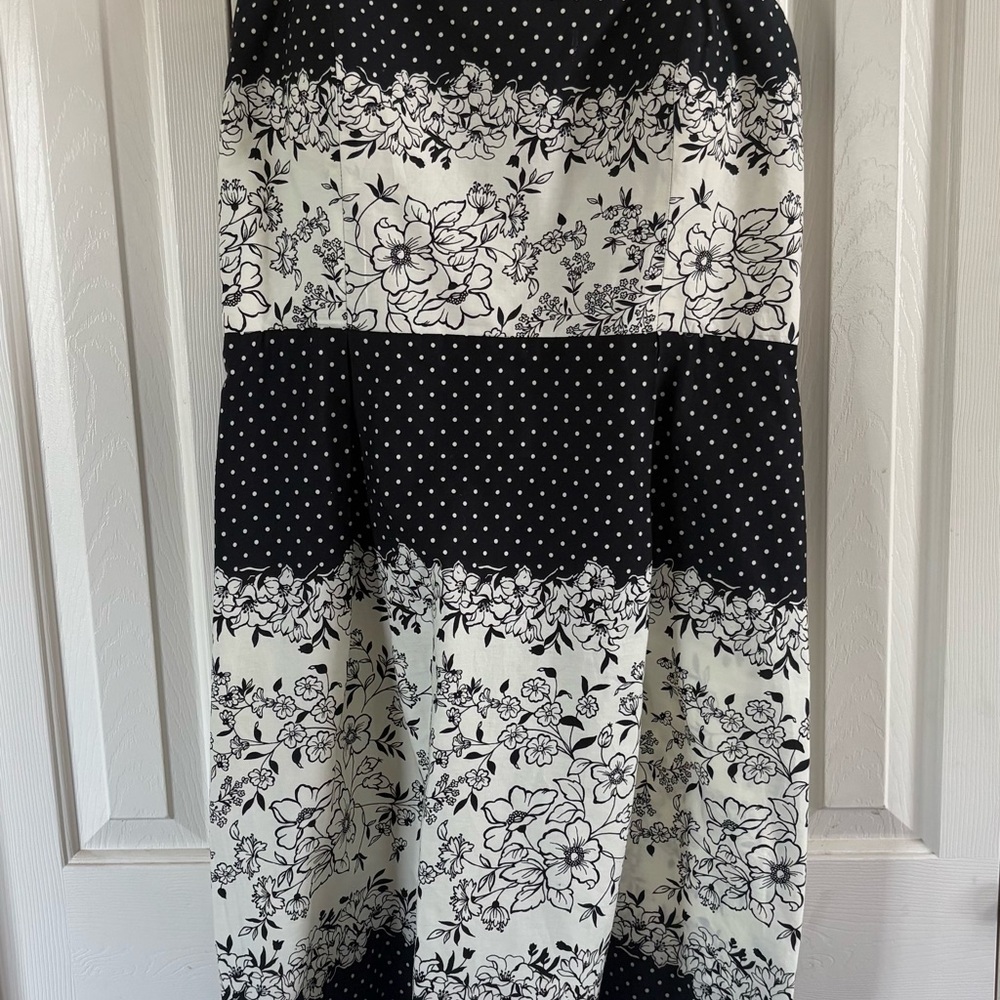 Vintage R&K Originals Elegant Black and White Floral Dress, 16